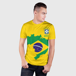 Футболка спортивная мужская Сборная Бразилии: желтая, цвет: 3D-принт — фото 2
