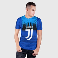 Футболка спортивная мужская FC Juventus: Blue Abstract, цвет: 3D-принт — фото 2