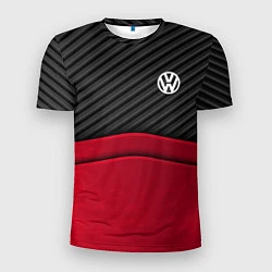 Футболка спортивная мужская Volkswagen: Red Carbon, цвет: 3D-принт