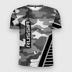 Футболка спортивная мужская Russia: Grey Camo, цвет: 3D-принт