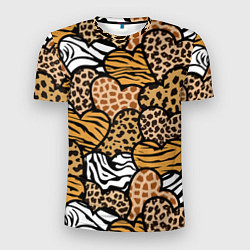 Мужская спорт-футболка Сердца из шкур африканских животных