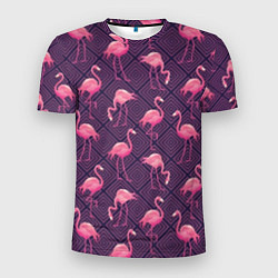 Мужская спорт-футболка Фиолетовые фламинго
