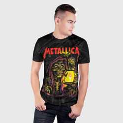 Футболка спортивная мужская Metallica скеленон со свечкой, цвет: 3D-принт — фото 2