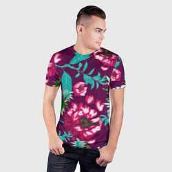 Футболка спортивная мужская Цветы, цвет: 3D-принт — фото 2