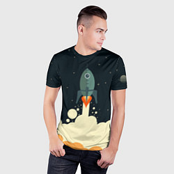 Футболка спортивная мужская Ракета дым космос, цвет: 3D-принт — фото 2