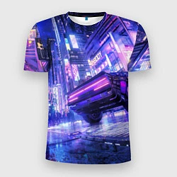 Мужская спорт-футболка Cyberpunk city