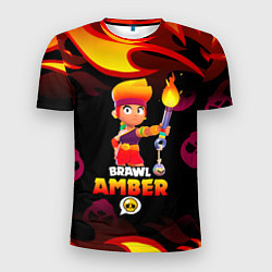 Футболка спортивная мужская BRAWL STARS AMBER, цвет: 3D-принт