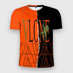 Футболка спортивная мужская V lone orange dark logo, цвет: 3D-принт