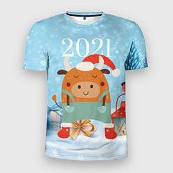 Мужская спорт-футболка Новогодний бычок 2021