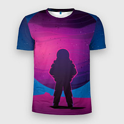 Мужская спорт-футболка Космонавт на лиловой планете