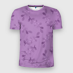 Мужская спорт-футболка Листья на фиолетовом фоне