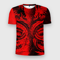 Футболка спортивная мужская BLACK RED DRAGONS TATOO, цвет: 3D-принт