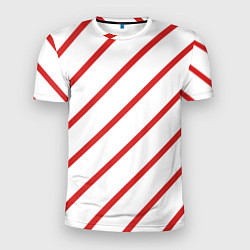 Футболка спортивная мужская Полосы красные на белом, цвет: 3D-принт