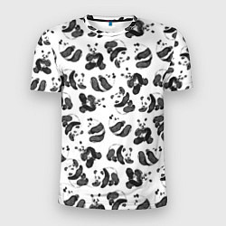 Мужская спорт-футболка Акварельные панды паттерн