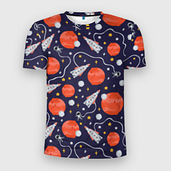 Мужская спорт-футболка Корабли, планеты и спутники