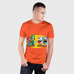 Футболка спортивная мужская CupHead x Mario, цвет: 3D-принт — фото 2