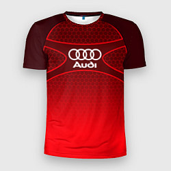 Мужская спорт-футболка AUDI красная сетка