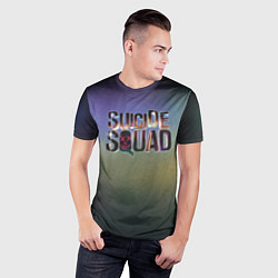 Футболка спортивная мужская SUICIDE SQUAD 2016 лого металл, цвет: 3D-принт — фото 2