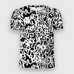 Футболка спортивная мужская Graffiti white on black, цвет: 3D-принт