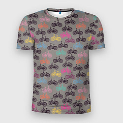 Мужская спорт-футболка Цветные велосипеды паттерн