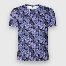 Футболка спортивная мужская Сине-фиолетовый цветочный узор, цвет: 3D-принт
