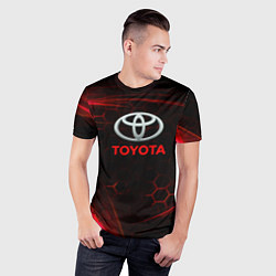 Футболка спортивная мужская Toyota Неоновые соты, цвет: 3D-принт — фото 2