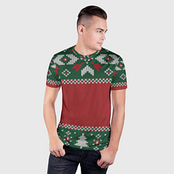 Футболка спортивная мужская Knitted Christmas Pattern, цвет: 3D-принт — фото 2