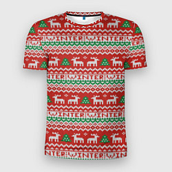 Мужская спорт-футболка Deer Christmas Pattern