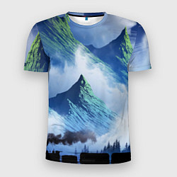 Мужская спорт-футболка Поезд в горах