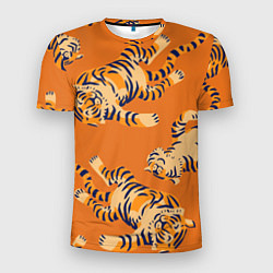 Футболка спортивная мужская Тигр паттерн, цвет: 3D-принт