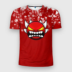 Мужская спорт-футболка Geometry Dash - Новогодние снежинки