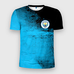 Футболка спортивная мужская Manchester City голубая форма, цвет: 3D-принт