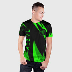 Футболка спортивная мужская RAZER GREEN, цвет: 3D-принт — фото 2