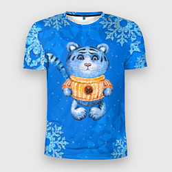 Мужская спорт-футболка Синий плюшевый тигренок 2022