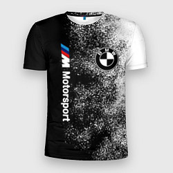 Футболка спортивная мужская БМВ Черно-белый логотип, цвет: 3D-принт