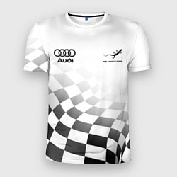 Футболка спортивная мужская Audi Quattro, Ауди Кватро, Финишный флаг, цвет: 3D-принт