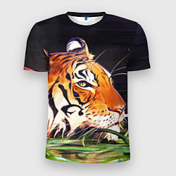 Футболка спортивная мужская Бенгальский Тигр в кустах, цвет: 3D-принт