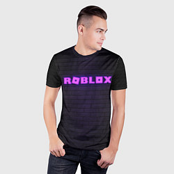 Футболка спортивная мужская ROBLOX NEON LOGO ИГРА РОБЛОКС, цвет: 3D-принт — фото 2