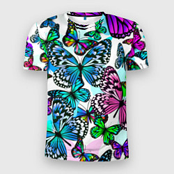 Мужская спорт-футболка Рой цветных бабочек
