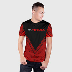Футболка спортивная мужская Toyota Красная текстура, цвет: 3D-принт — фото 2