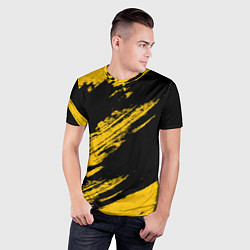 Футболка спортивная мужская BLACK AND YELLOW GRUNGE ГРАНЖ, цвет: 3D-принт — фото 2