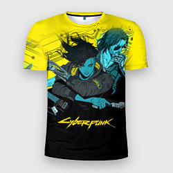 Мужская спорт-футболка Ви и Джонни Cyberpunk 2077 Vi johnny
