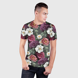 Футболка спортивная мужская Bouquet of flowers pattern, цвет: 3D-принт — фото 2