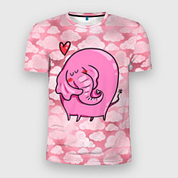 Мужская спорт-футболка Розовый влюбленный слон