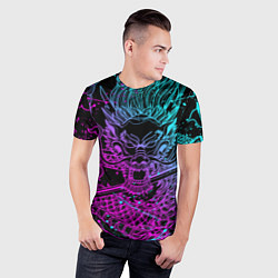 Футболка спортивная мужская НЕОНОВЫЕ ДРАКОНЫ NEON DRAGON БРЫЗГИ КРАСОК, цвет: 3D-принт — фото 2