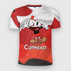 Мужская спорт-футболка Cuphead веселая красная чашечка
