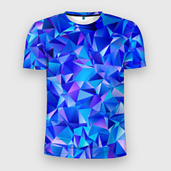 Футболка спортивная мужская СИНЕ-ГОЛУБЫЕ полигональные кристаллы, цвет: 3D-принт