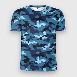 Мужская спорт-футболка Камуфляж Тёмно-Синий Camouflage Dark-Blue
