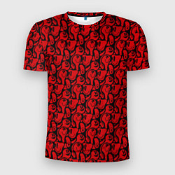 Мужская спорт-футболка Красные психоделический смайлы
