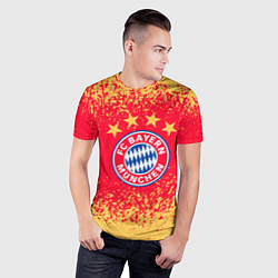 Футболка спортивная мужская Bayern munchen красно желтый фон, цвет: 3D-принт — фото 2